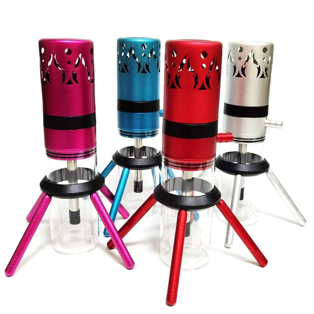 

LED light,Stainless steel,Blue Red Silvery,11.2in\28.5cm Small Premium,Single Hose 1,Bar Shisha Full Set Smoking Pipe Hookah Set