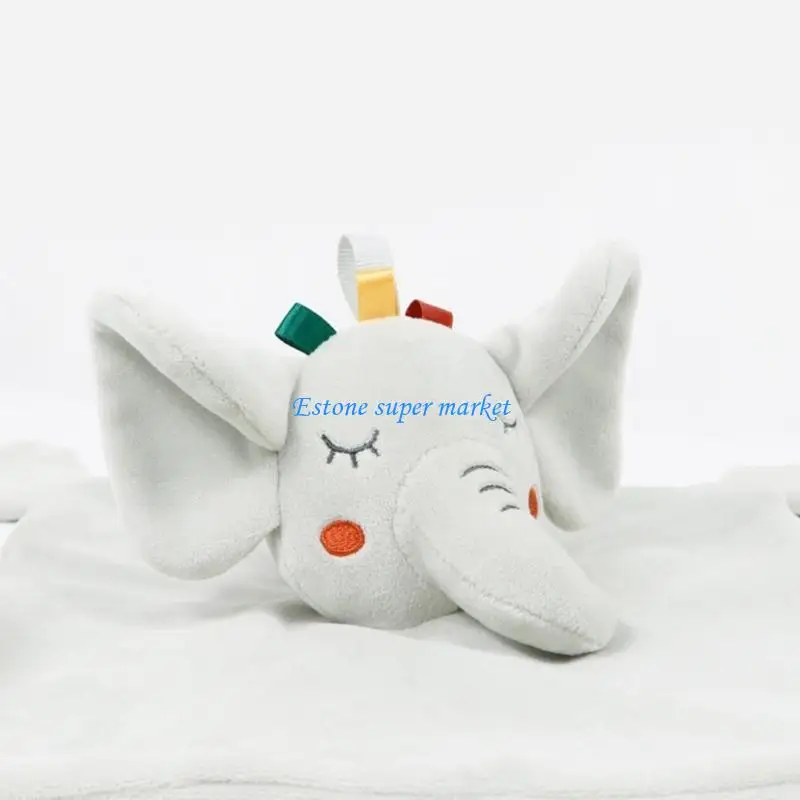 090B Baby Security Blanket Gifts for Newborn Boys Girls Soft Animal Rattle Toy