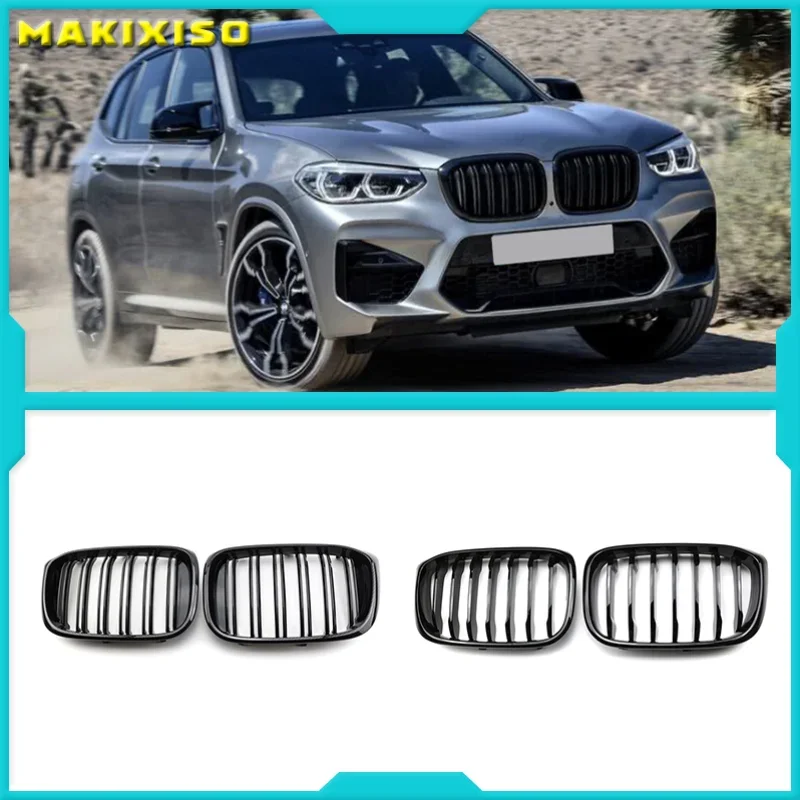 

2PCS Front Grille Kidney Grill Double Slat For BMW 3 4 X3 X4 G01 G02 G08 2018 2019 2020 Racing Grills Car Styling Accessories