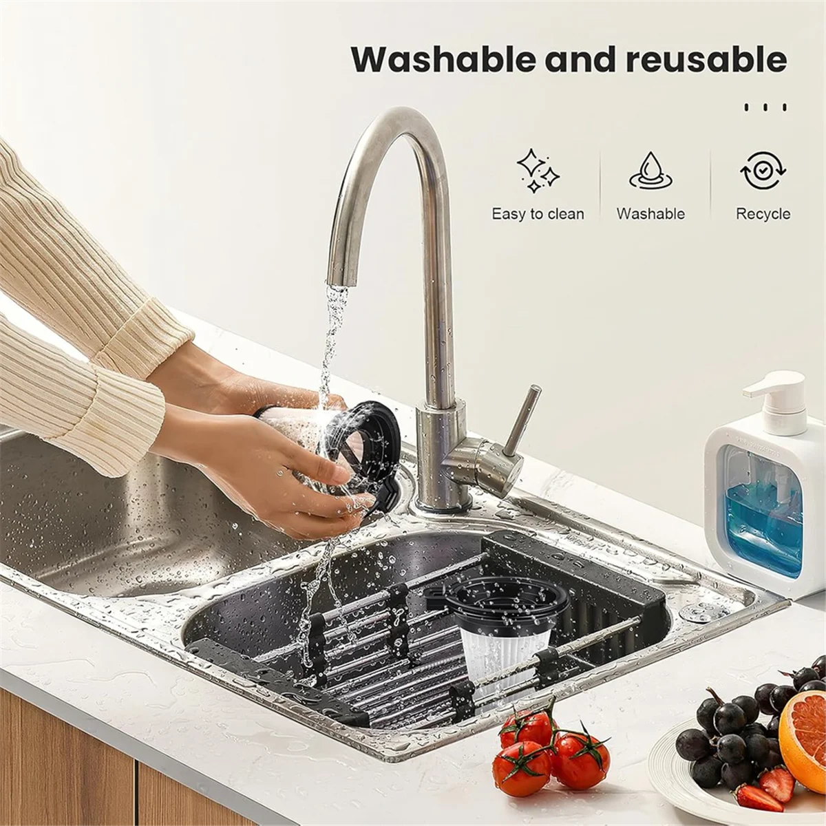 QA88X 4 peças de filtros de substituição para aspirador de pó sem fio Wyze, conjunto de acessórios de filtro removível e lavável