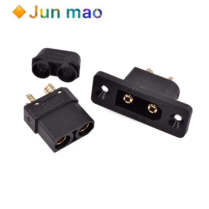 1set Xt90e-m male head with fixing hole, high current aircraft model electric regulating battery connector, gold-plated plug