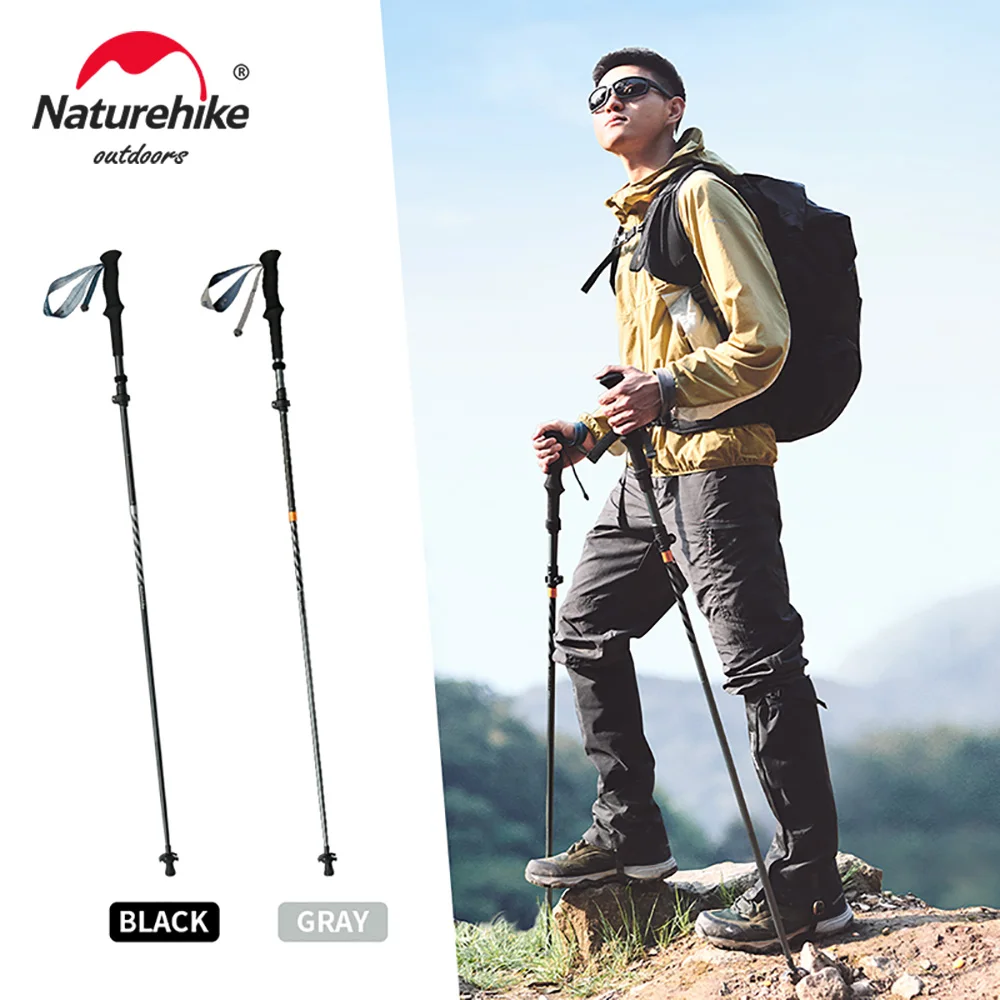 Naturehike Trekking Poles Carbon Fiber 7075 Aluminum Alloy Five-section Folding Sticks Lightweight Walking Sticks Climbing Stick