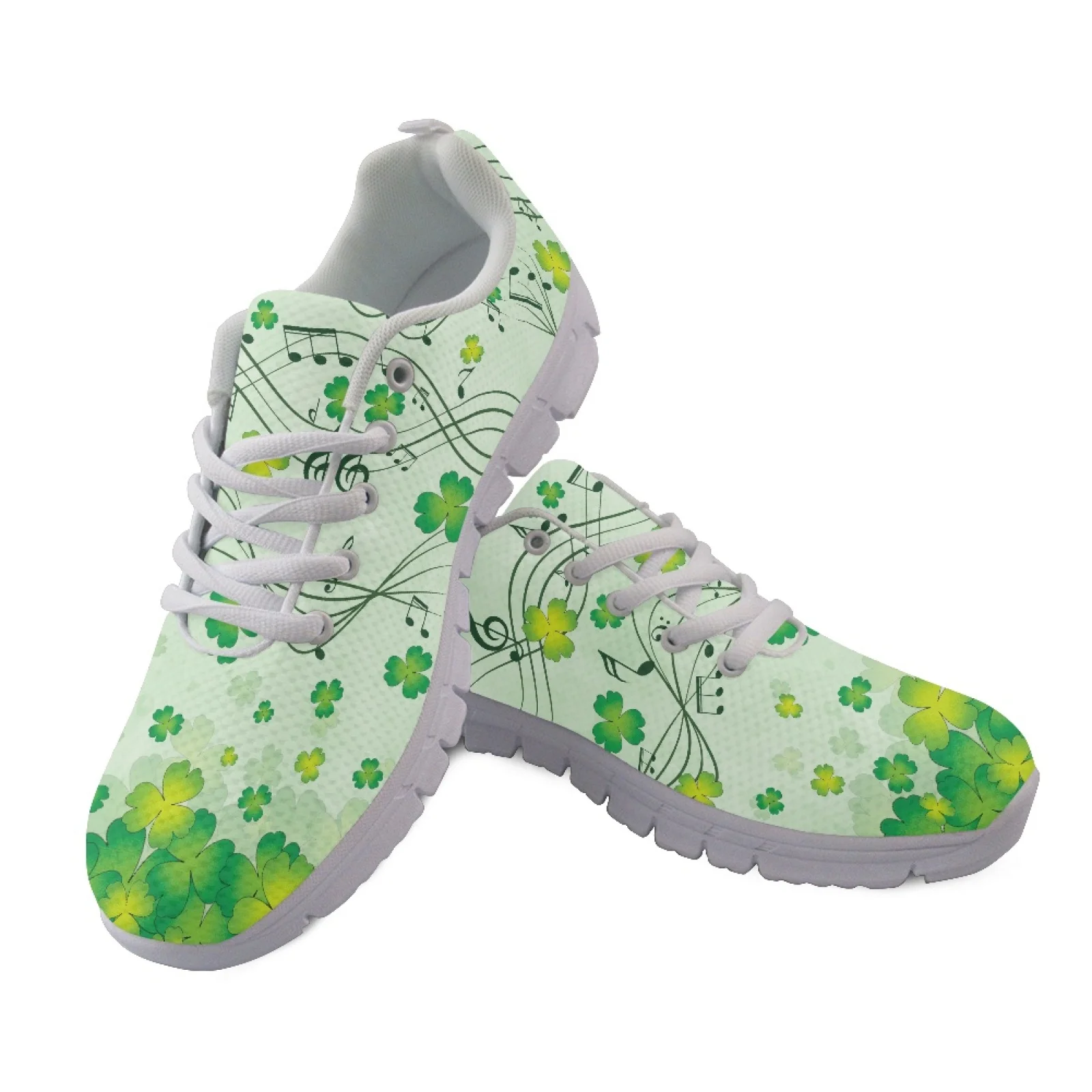 Coloranimal Comfortable Lace Up Walking Sneakers for Women Women Sneakers Running Walking Shoes for Work Clover Pattern