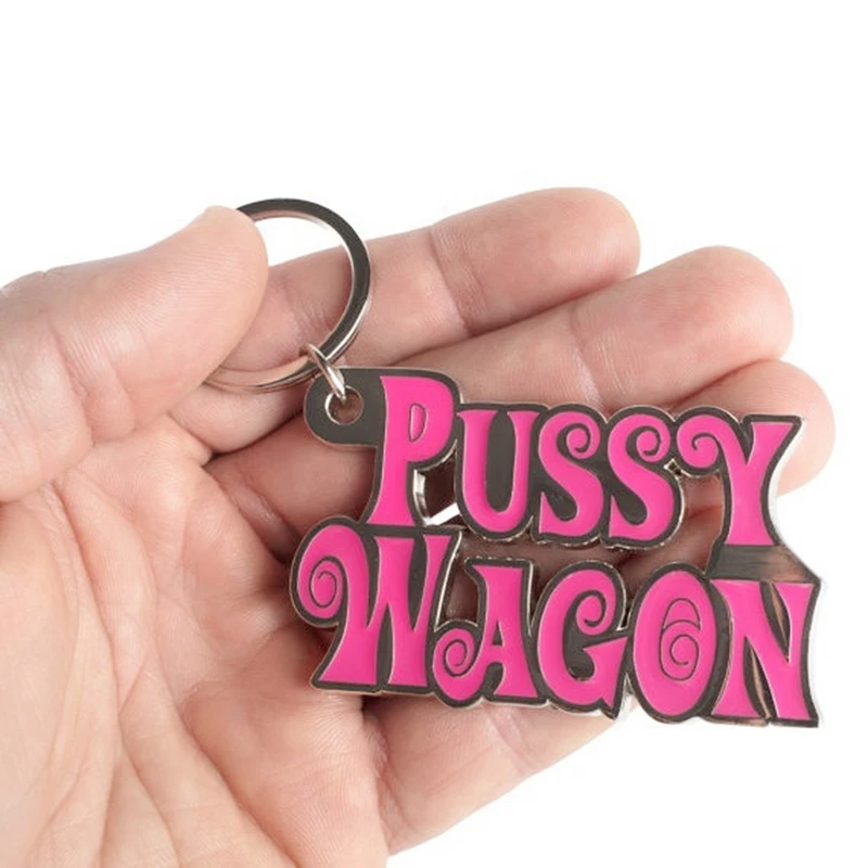 Alloy Fashion Movie Sexy Kill Bill Series Pussy Wagon Key Ring Letter Pendant Accessories Ladies Men Woman Gift Keychain