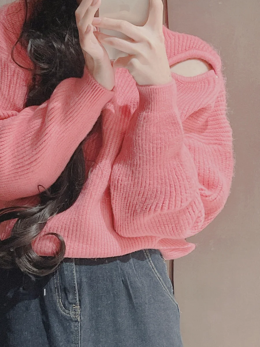 

Thiened round Ne Knitted Sweater oulder Sve Design Soft Comfy Overhead Knitwear Faionable Commute Sle Autumn 2025