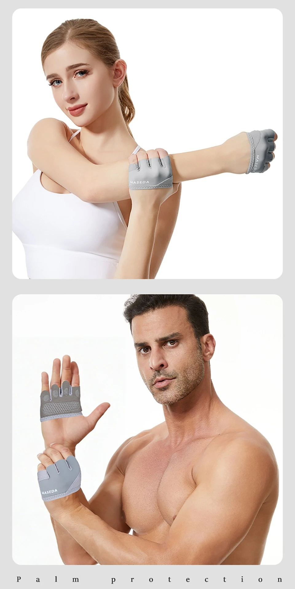 GTUBIKE 1 Paar kleine, leichte Trainingshandschuhe mit vier Fingern – rutschfester Griff für Fitness, Gewichtheben und Training für Damen und Herren – Detail 13