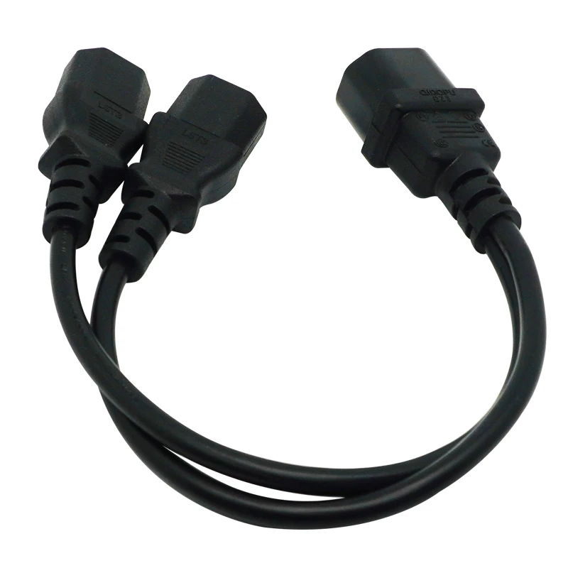 Kabel Adaptor Pemisah Tipe Y Daya 30CM Tunggal IEC 320 C14 Jantan Ke Dual C13 Kabel Pendek Betina untuk Tampilan Host Komputer