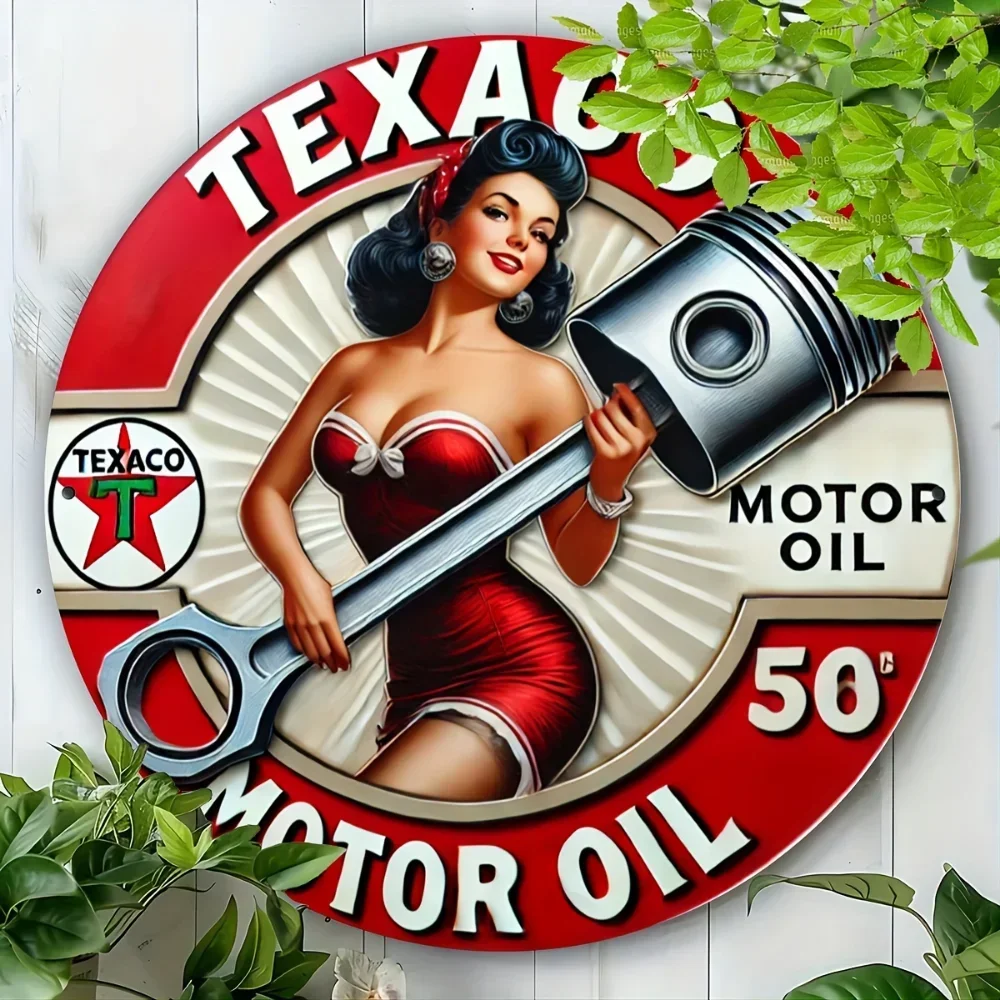 BarTexacoCharm ™   Metal Sign Collectors Choice |   Vintage Petroleum rundes Design |   Outdoor für Zuhause und Bauernhaus