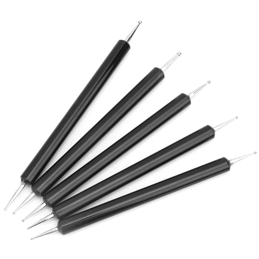 5PCS Double Ended Double Ended Stylus Pen Round Tip Acrylic Shank Dotting Tool Two Tone Option Nail DIY Craft Tool
