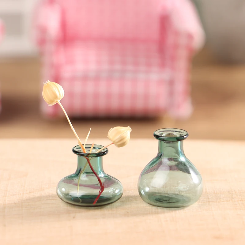 24 Styles 1/12 Lovely Miniature Dollhouse Glass Vase Mini Flower Vase for Doll House Furniture Decoration Accessories