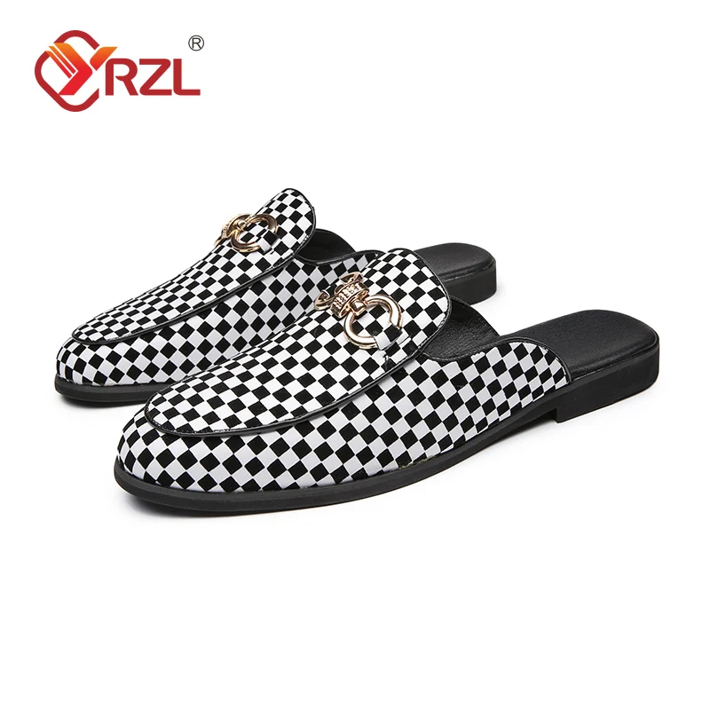 YRZL Summer Men Half Loafers Fashion Breathable Slippers Man Outdoor Lightweight Slip on Half Shoes for Man Leather Sandals