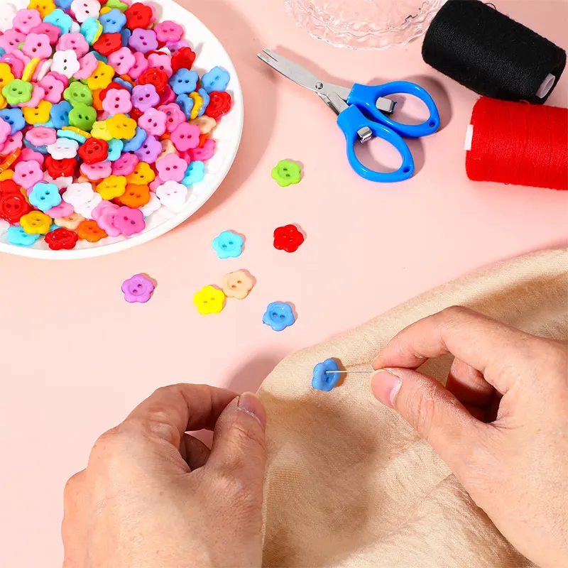 10/20pcs Colorful Resin Buttons Cartoon Plum Blossom Flower Button 2-Holes For Handmade DIY Sewing Supplies Clothing Accessories view 6