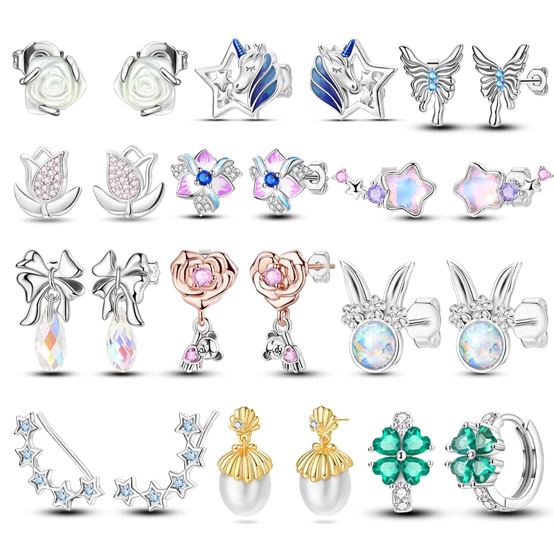 

Лидер продаж 2025, серьги-гвоздики из серебра 925 пробы с цветком розы, женские ювелирные изделия, роскошные подарки, оригинальный дизайн, серьги-гвоздики в форме сердца, модные украшения