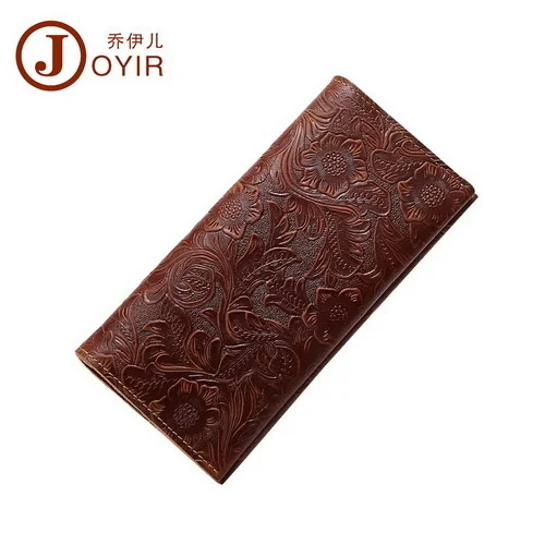 Embossed Flowers Genuine Leather Women Wallet Brand Design Fashion Long Purse Clutch Coin Card Holder Lady Female026