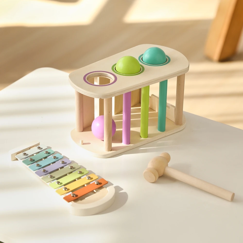 Montessori Baby Musical Instruments Toys Two-in-one Multifunctional Percussion Instruments Knock Ball Toy Kid Education Toy Gift