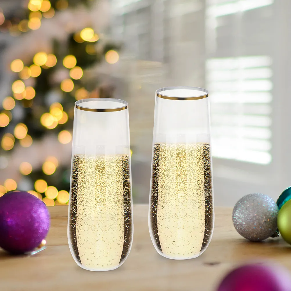 

8Pcs Plastic Goblets Wine Flutes Cocktail Party Cups Unbreakable Lightweight Drinks Glasses Bar Use Plastic Goblet