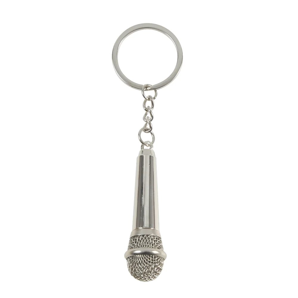 1 Pc Metal Keychain Simulation Microphone Microphone Shape Car Interior Pendant Key Pendant