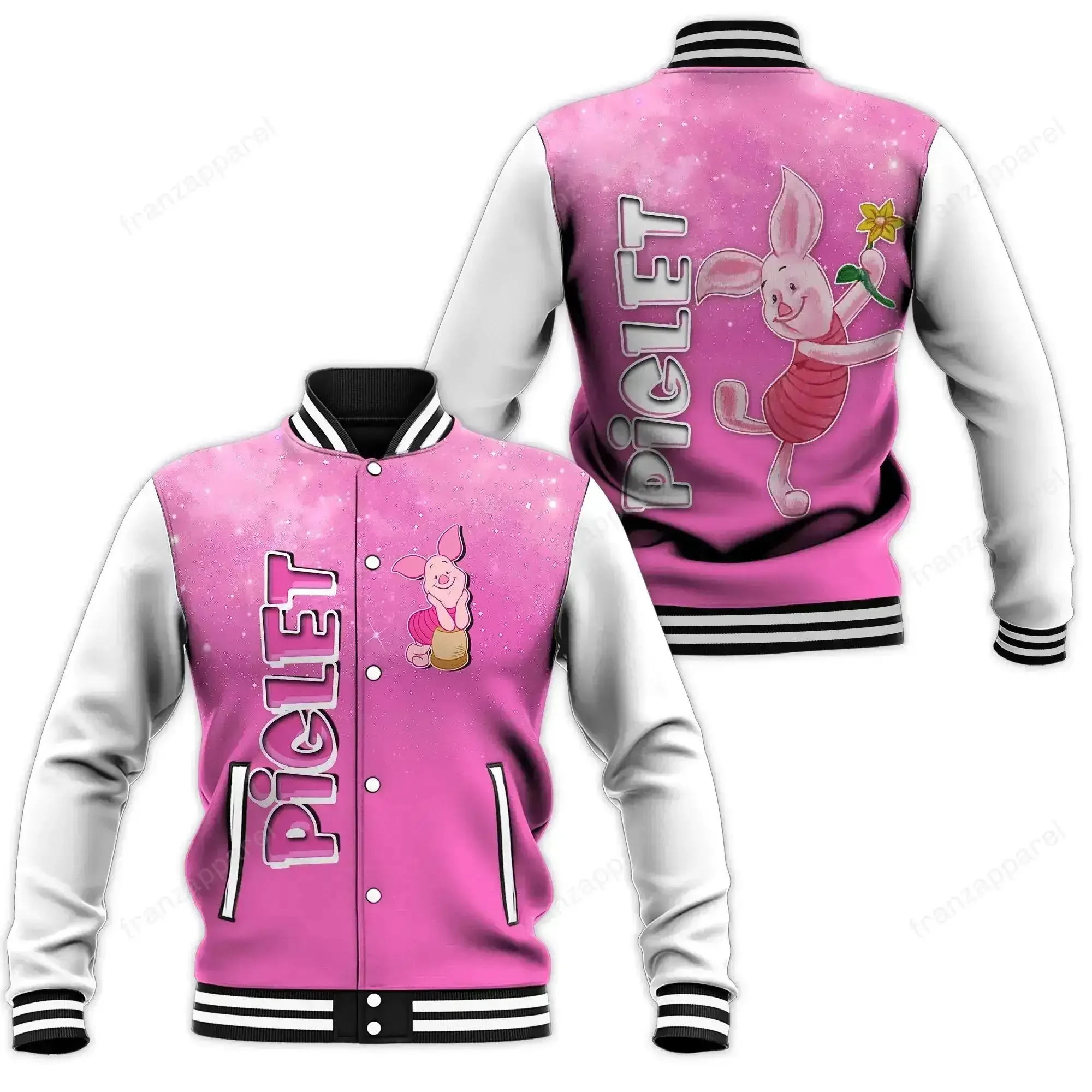 

Disney Piglet Baseball Jacket Men Women Hip Hop Harajuku Jackets Streetwear Kids Boys Girls Loose College Coats