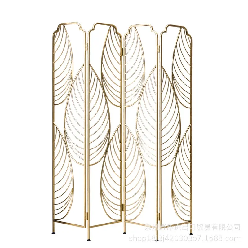 Modern Metal Folding Room Divider Screen New Chinese Style Portable Partition for Living Room Office Decor