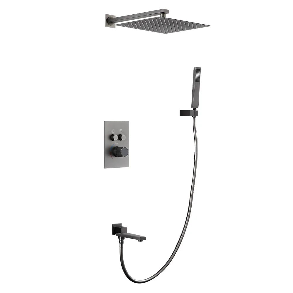 

Concealed shower set, white smart digital display, rain shower, household shower.