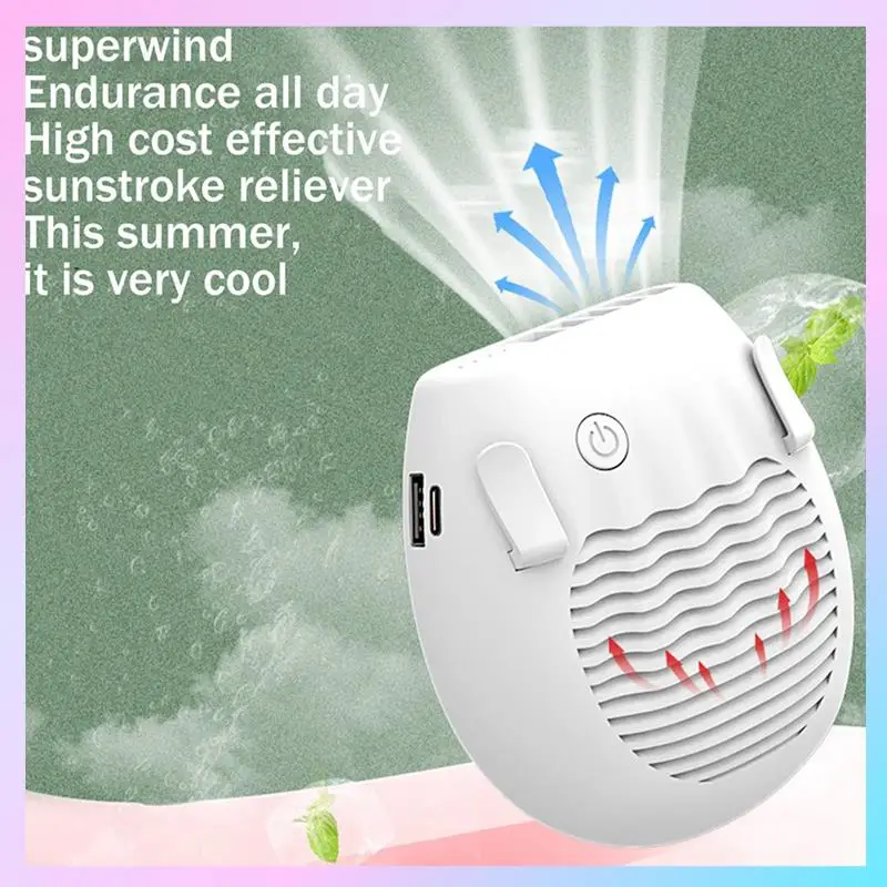 

AB25-Power Bank Персональный ручной кондиционер Электрический вентилятор Поясной вентилятор 6500 мАч Перезаряжаемый подвесной поясной вентилятор Носимый черный