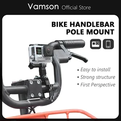 Vamson for Go Pro Accessories Bike Motorcycle Handlebar Pole Mount For Gopro Hero 12 11 10 9 8 7 6 5 4 for SJCAM Mijia for yi 4K