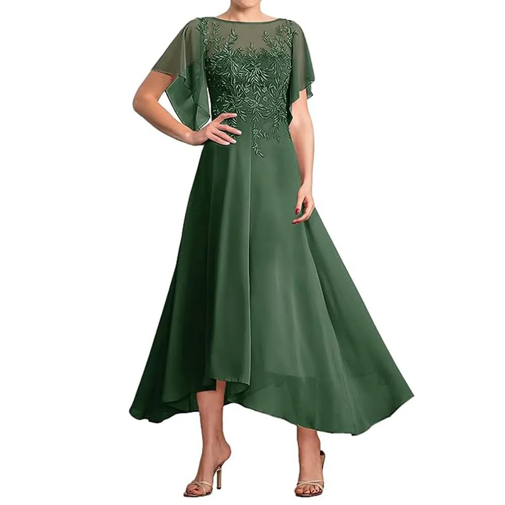 Vestido personalizado exquisito para madre de la novia, corte en A, princesa, apliques redondos, vestido de invitados de boda para mujer hasta el tobillo, 2025