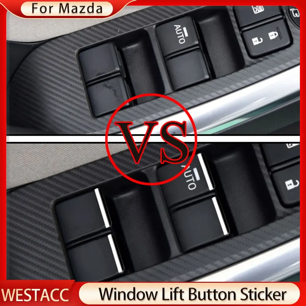 7Pcs/set ABS Chrome Car Window Lift Buttons Sequins Trim Decocation Sticker for Mazda 3 6 CX5 CX3 CX4 Atenza Axela Accessories