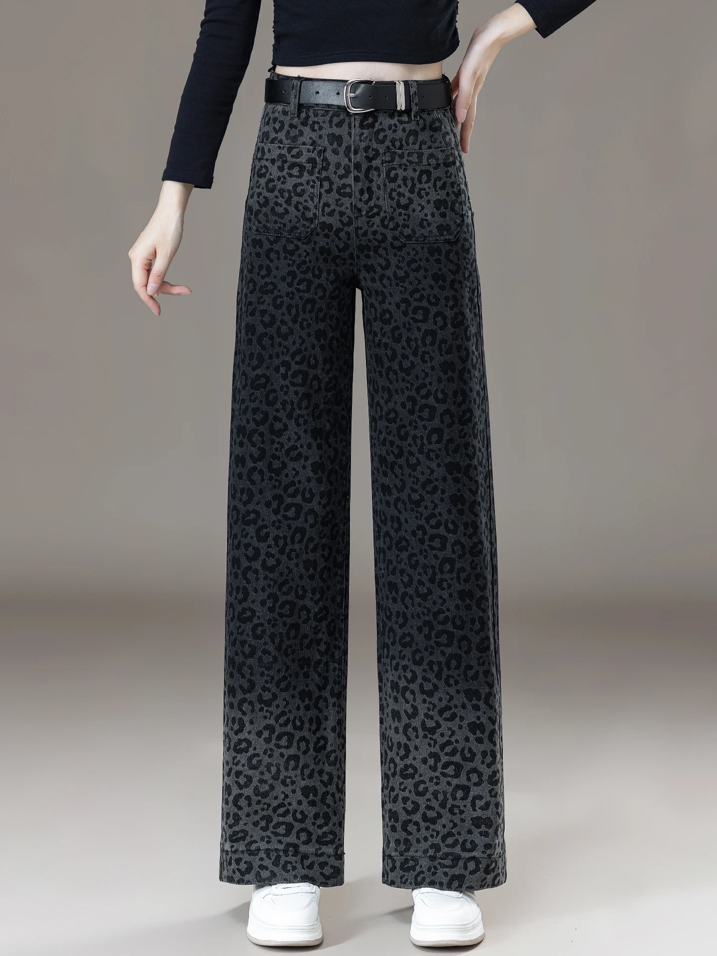 

Retro High Waist Straight Leg Denim Jeans Women's Spring Autumn 2026 New Popular Spot Pattern Narrow Version Wide Leg Pants