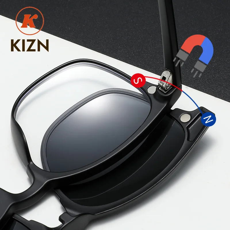 KIZN 스포츠 맞춤형 근시 처방 선글라스 남자 자석 차양 편광 된 클립 태양 안경 안경 프레임 여성 -0.5