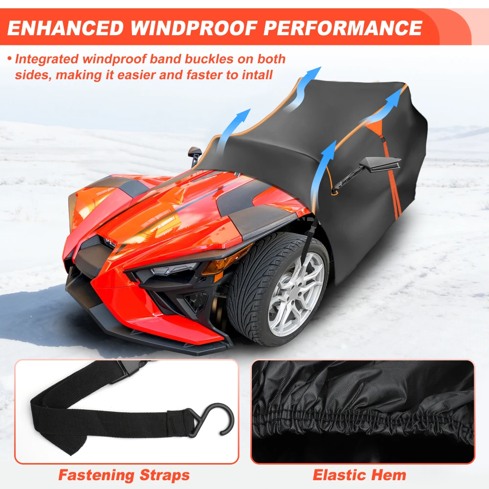 420D Half Cockpit Windshield Cover for Polaris for Slingshot S SL SLR R Waterproof Windproof Half Cover With Reflective Strips view 5