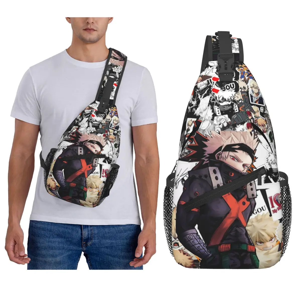 

Bakugou Katsuki Logo X Boku No My Hero Academia Chest Bag Men Sling Crossbody Backpack Chest Bag Traveling Daypack Shoulder Bag