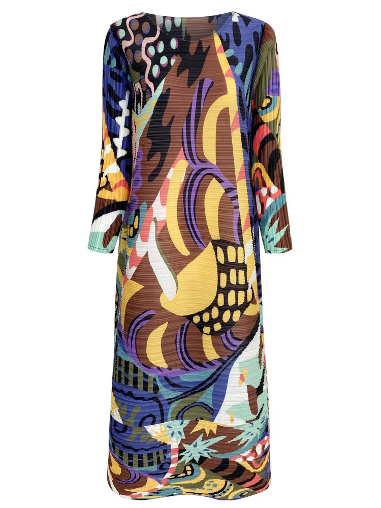   Schilderij Lang Sve rond Ne Geplooid Dr Groot formaat Herfst Winter Casual A-lijn Rok Polyester Dames Dr