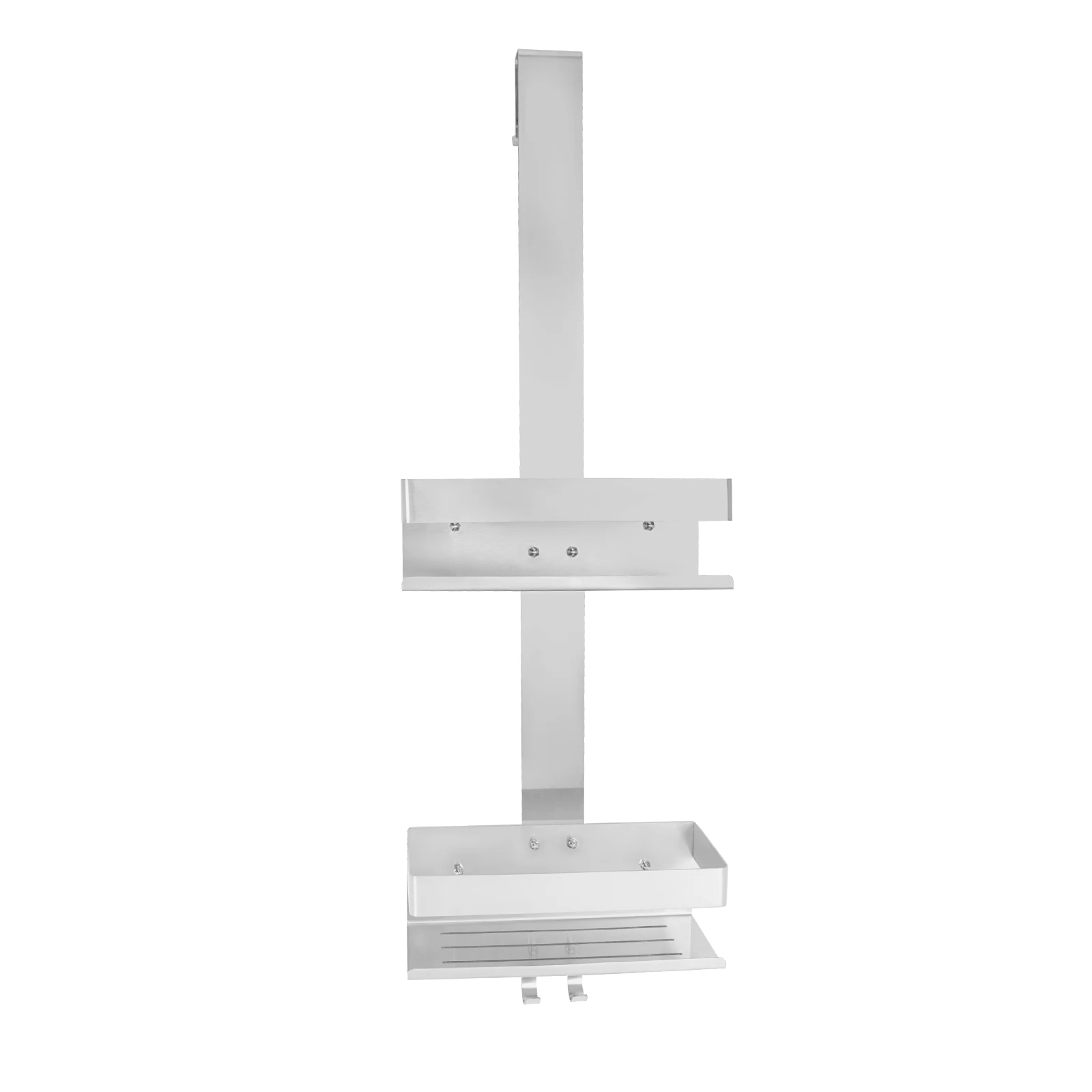304 Edelstahl 2-stufiges Badezimmerregal, hängender Duschorganizer mit 15 kg Tragkraft, rostfreies, platzsparendes Aufbewahrungsregal für Badezimmer und Küche (Silber) – Detail 7