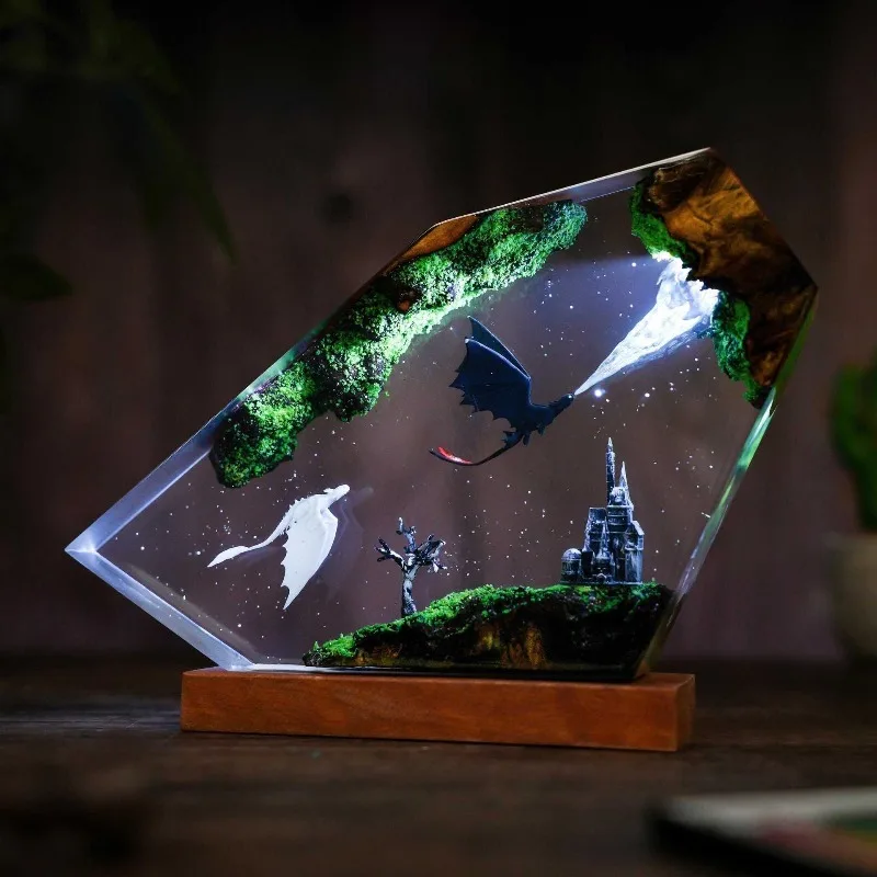 New Spitfire Toothless Boy Dragon Training Master Resin Night Light LED Color Epoxy Resin Light Ornament