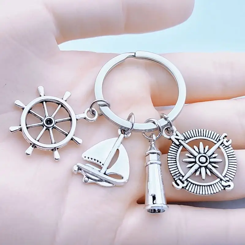 10Pieces Sailing Compass Long Voyage Swimming Circle Swimming Keychain Entrepreneurial Seaside Travel Souvenirs