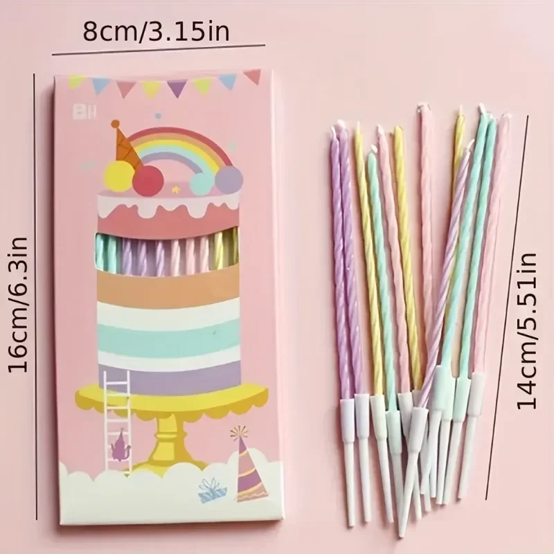 10/12 Stück, Geburtstagskerzen, Bonbonfarbene Foto-Requisiten für Geburtstagsfeiern, Regenbogen-Kuchendekorationen, Jubiläums-Kuchenkerzen – Detail 5
