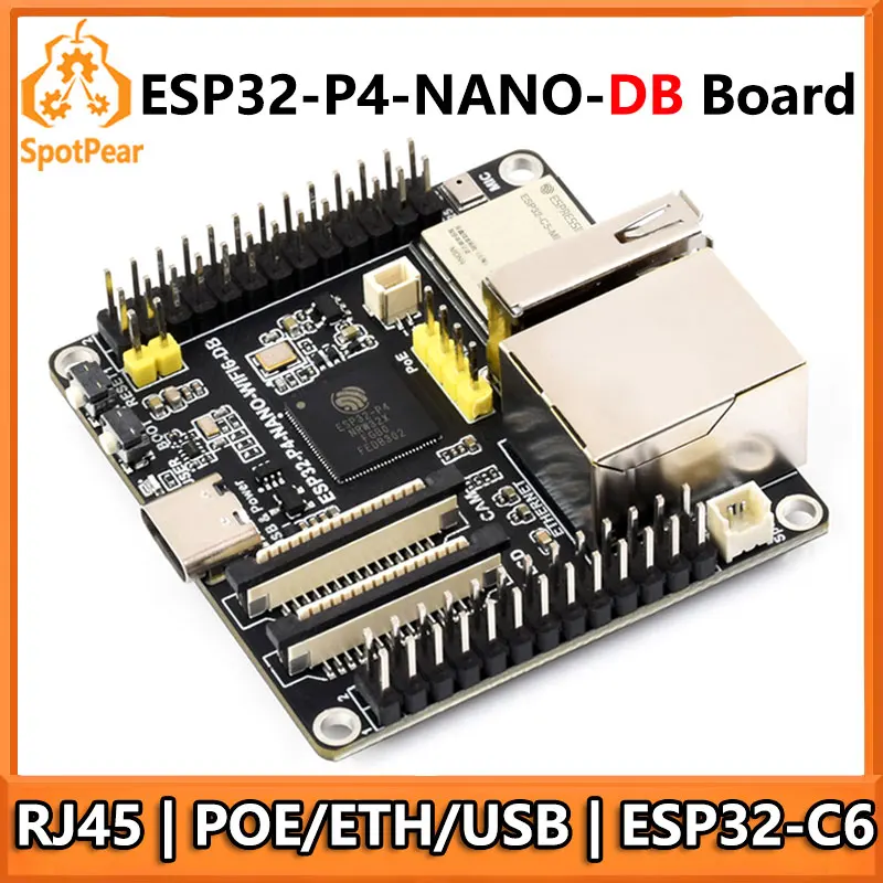 ESP32-P4-NANO-DB Development Board ESP32-C6 RISC-V MIPI CSI Camera / 10.1 inch DSI Display / USB / RJ45 Ethernet / POE
