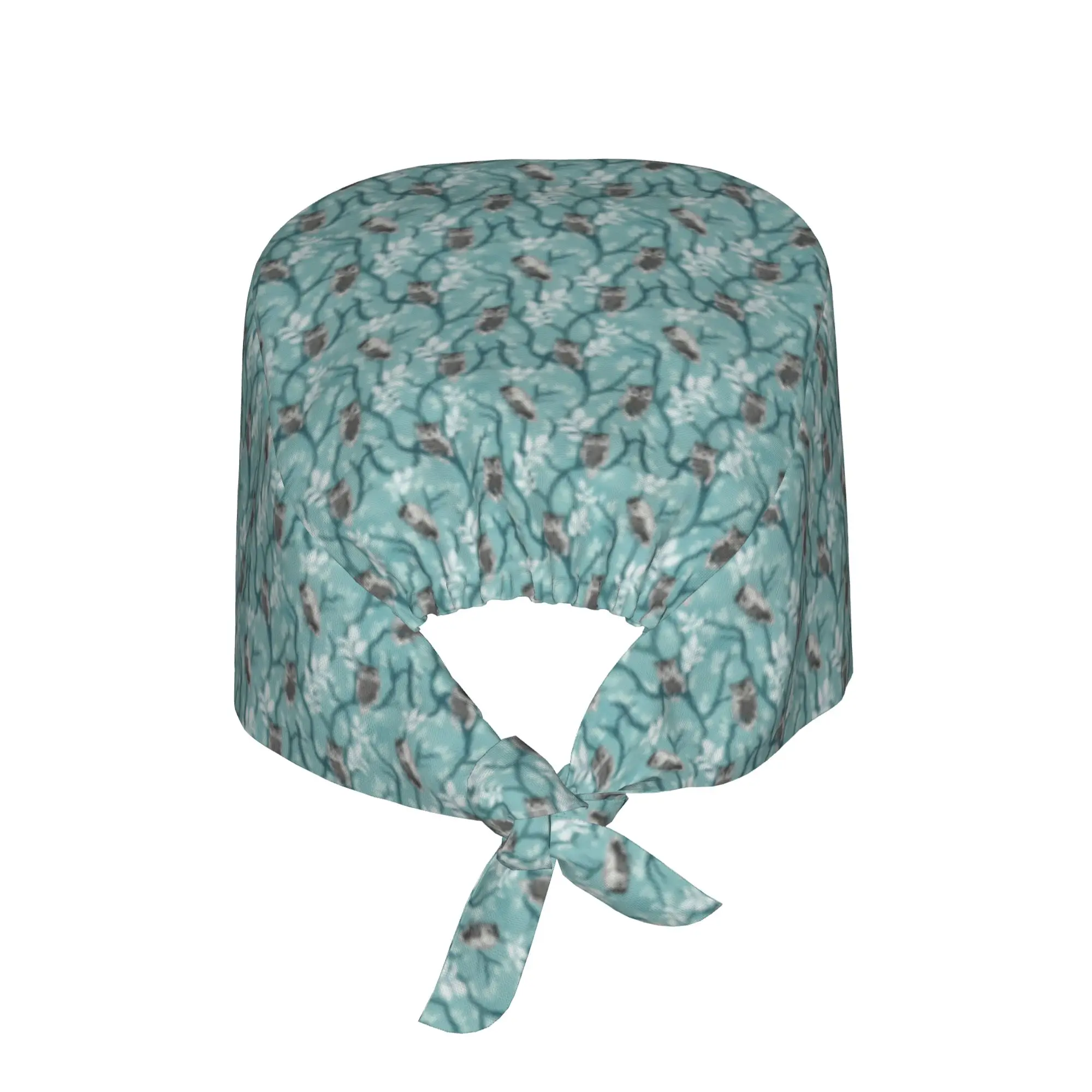 Adjustable Tangled Wood Owl Working Hat Men Women  Surgical Hat Scrub Nursing Doctor Surgeon Cap for Dentist