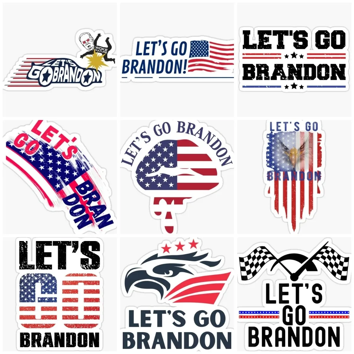 

Let's Go Brandon American Flag Sticker Motorcycle Vinyl Laptop Car Window Wall Bicycle Van Truck Glass Helmet Camper Decal