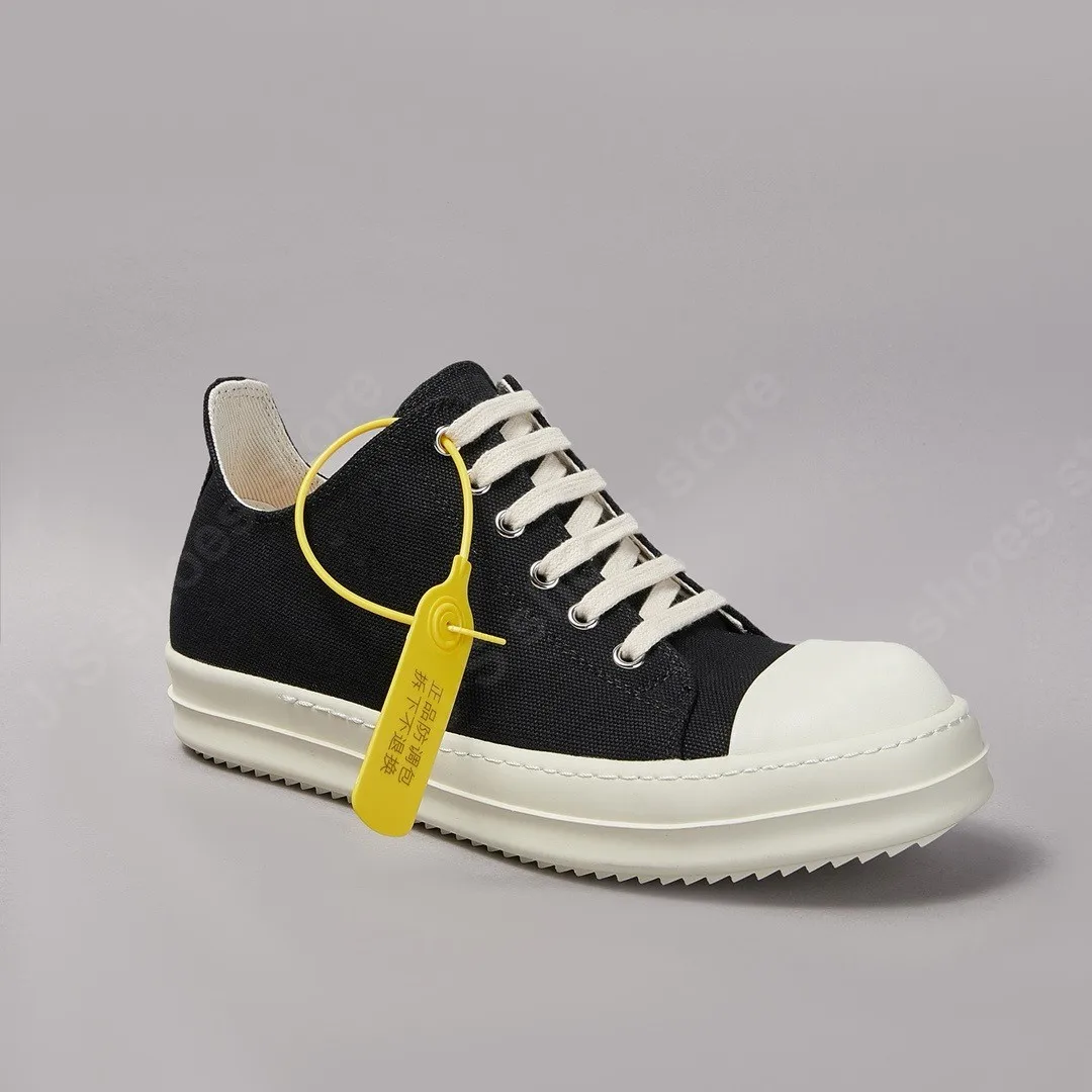 Factory Price Brand Luxury Ricks Shoe Men Black Canvas Shoes Women Low Top Sneaker Owens Retro Casual Shoes Lace Up Sneakers