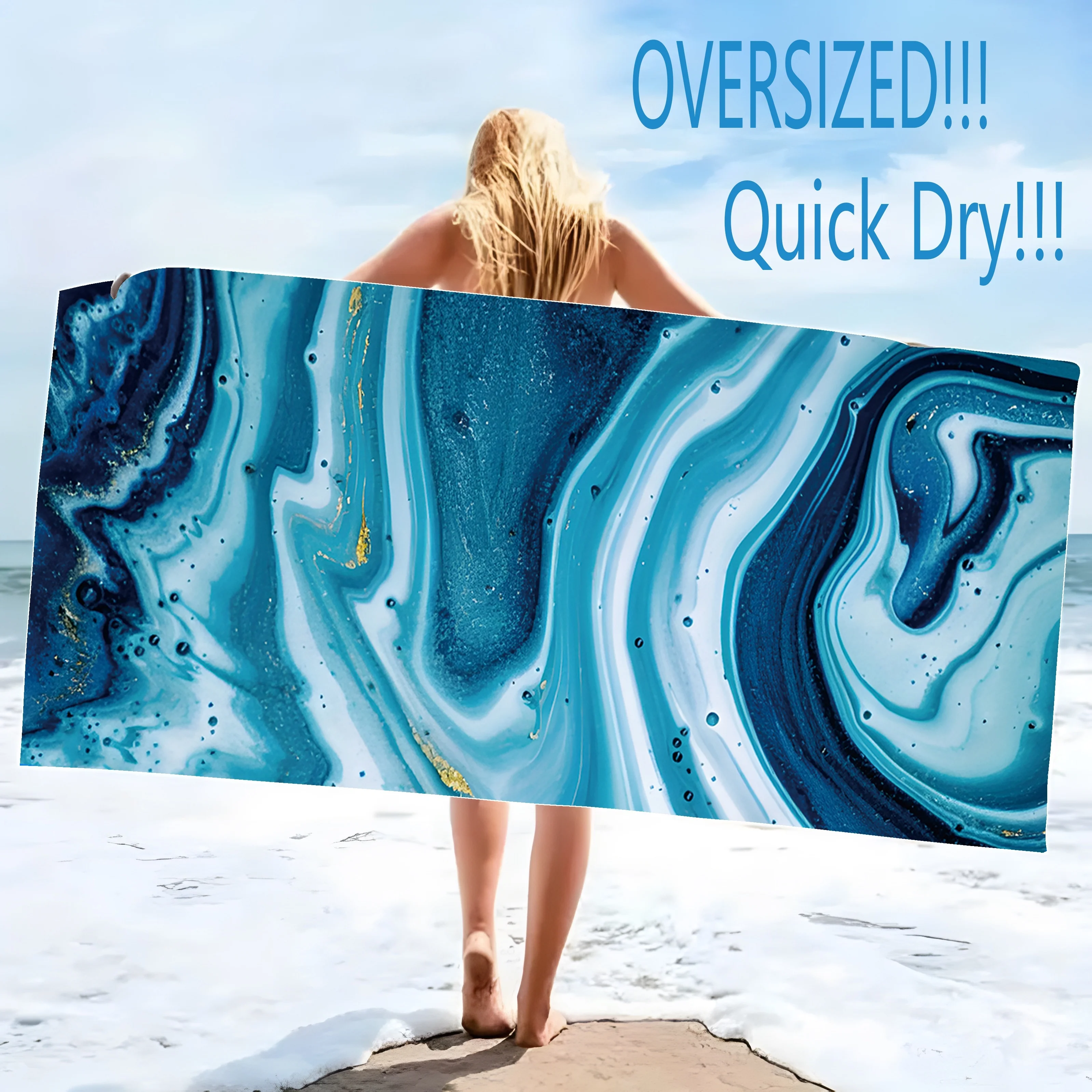 Bohemian Style Beach Towel, Aesthetic Mandala Art Quick-Dry Sand-Free Microfiber Bath Towel for Pool, Spa and Outdoor Activities