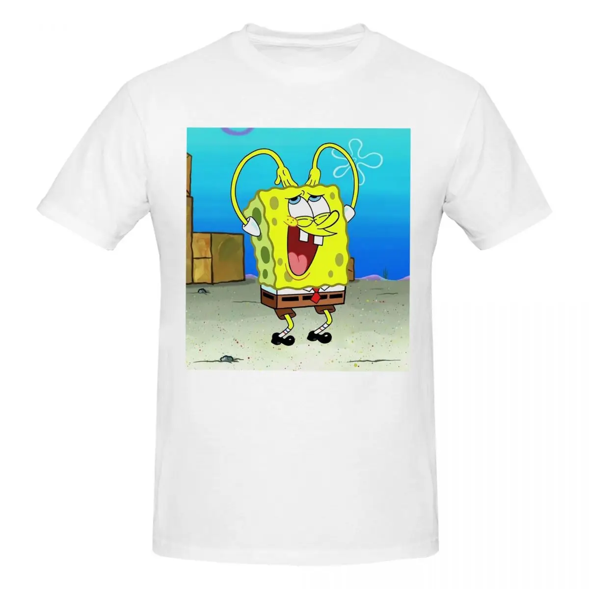 SpongeBob SquarePants T-Shirt for Men Cotton Oversized T Shirts Men's Short Sleeve Round Neck Summer Clothes Tops S-6XL