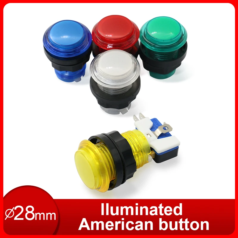 lluminated 28mm LED Happ Style Standard American Push Buttons with  Arcade Button Game Machine Parts for MAME Jamma Game