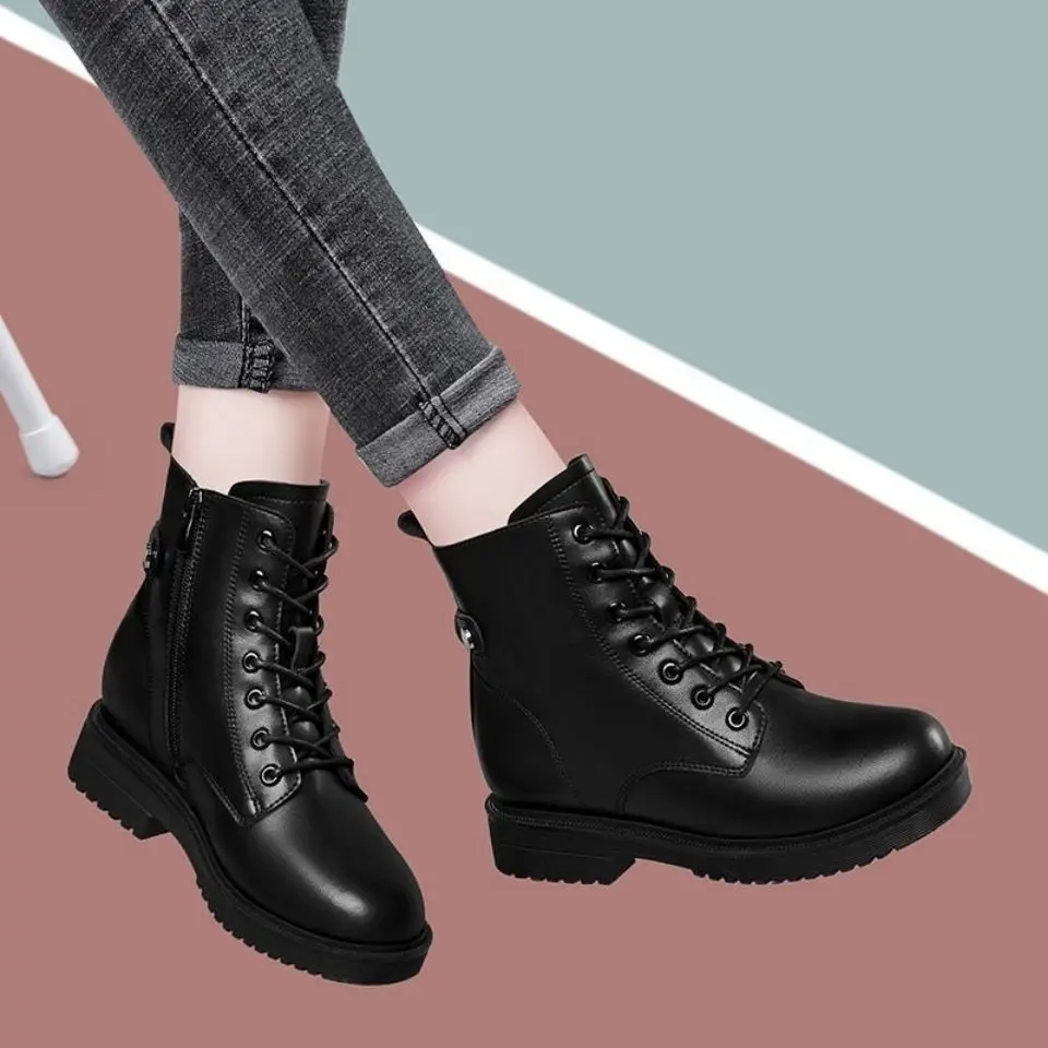 Damskie botki jesień zima kobiety Chelsea Boots damskie krótkie buty płaskie buty moda buty na platformie Gothic Botas De Mujer