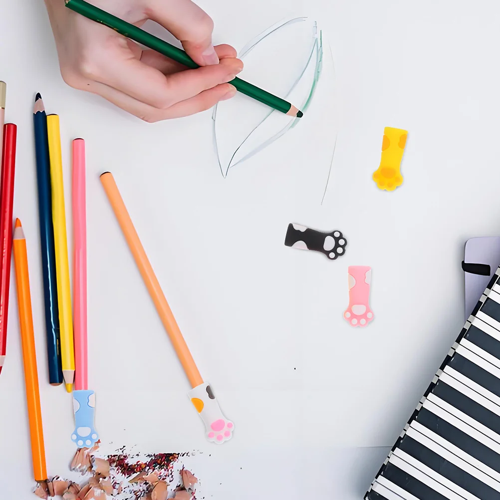 猫の足の鉛筆キャップ、子供用の鉛鉛筆、トッパーの装飾、女の子の生徒用のパターン、12個