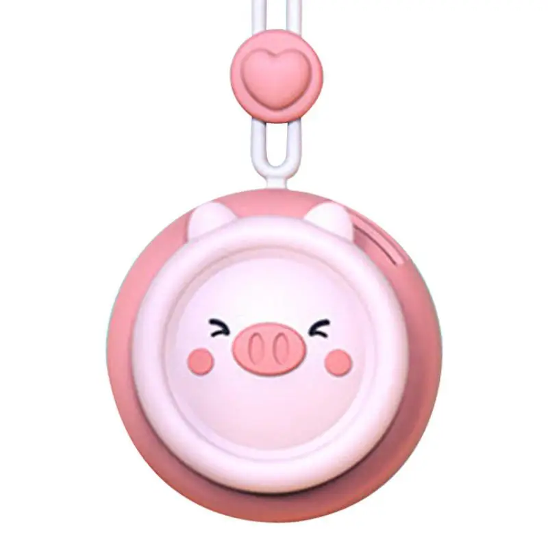 Cartoon Neck Hanging Small Fan Portable Mini Fans Children\'s Cartoon Animal Silent Handheld Lanyard Leafless Charging Fan