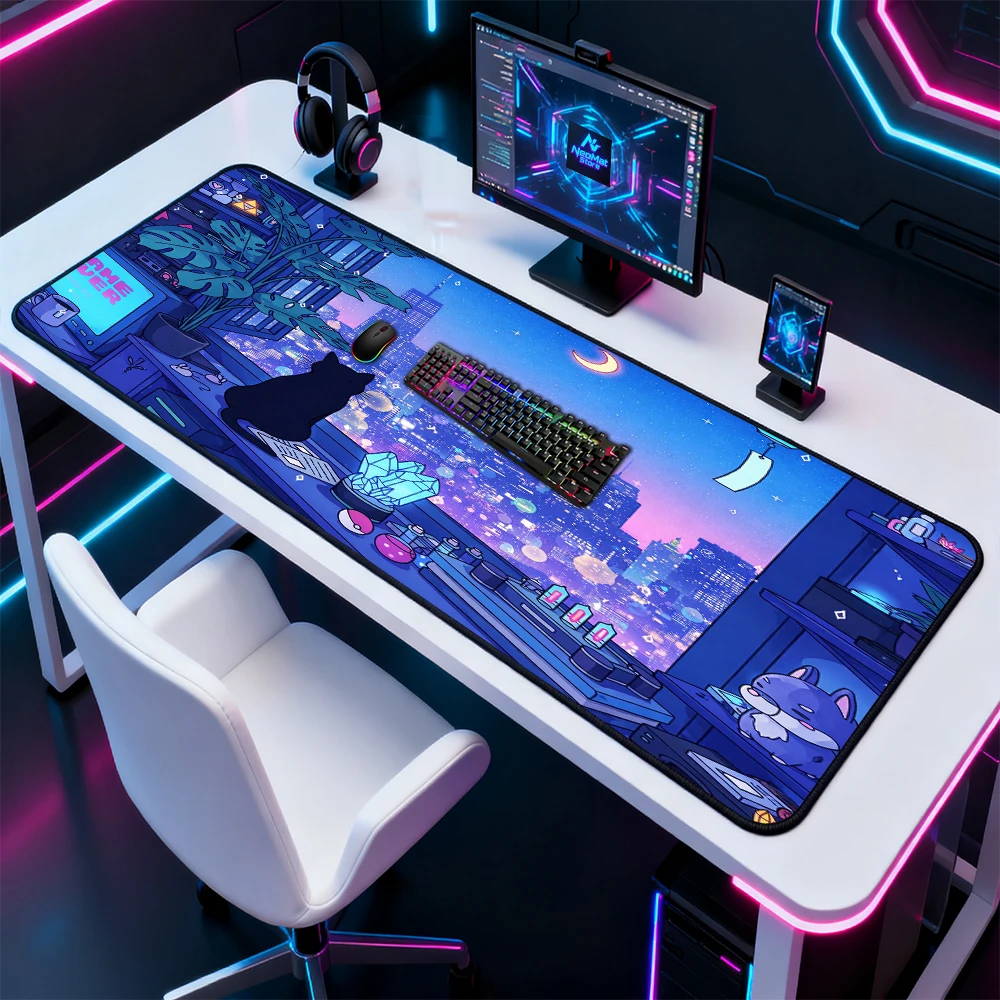 Alas Meja Gaming Cat Desk Pad  - Desk Setup Grey ulasan dan harga