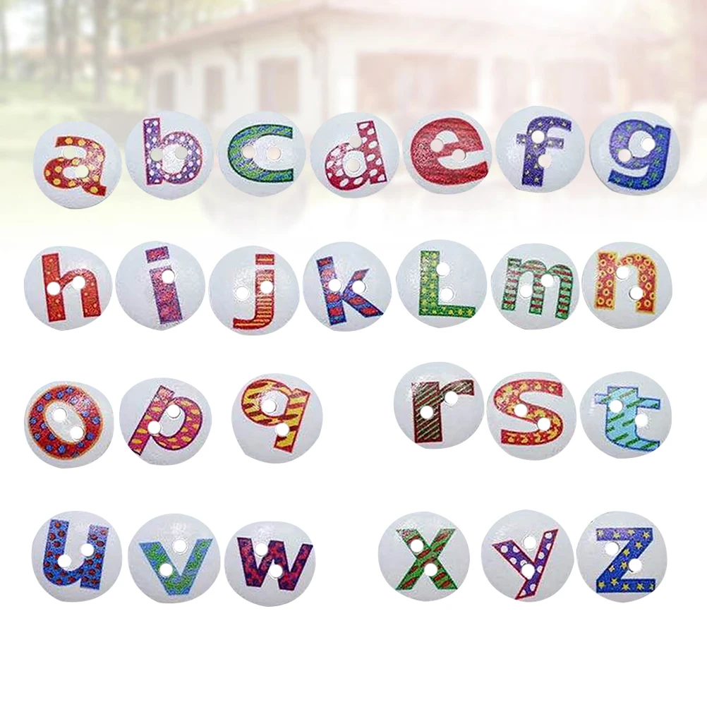 

100Pcs Wooden Letter Buttons Cute Colorful English Letters for Sewing Knitting Scrapbook DIY Artwork Accessories