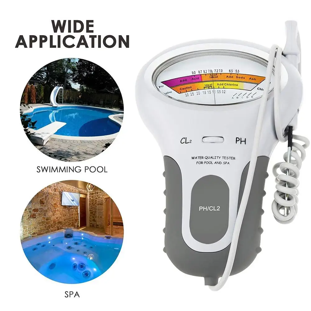 Analisador de Qualidade da Água com Sonda, Testador de Cloro de Alta Qualidade, Cloro de Pressão e PH Tester, Piscina Spa, PC-102 CL2, Novo